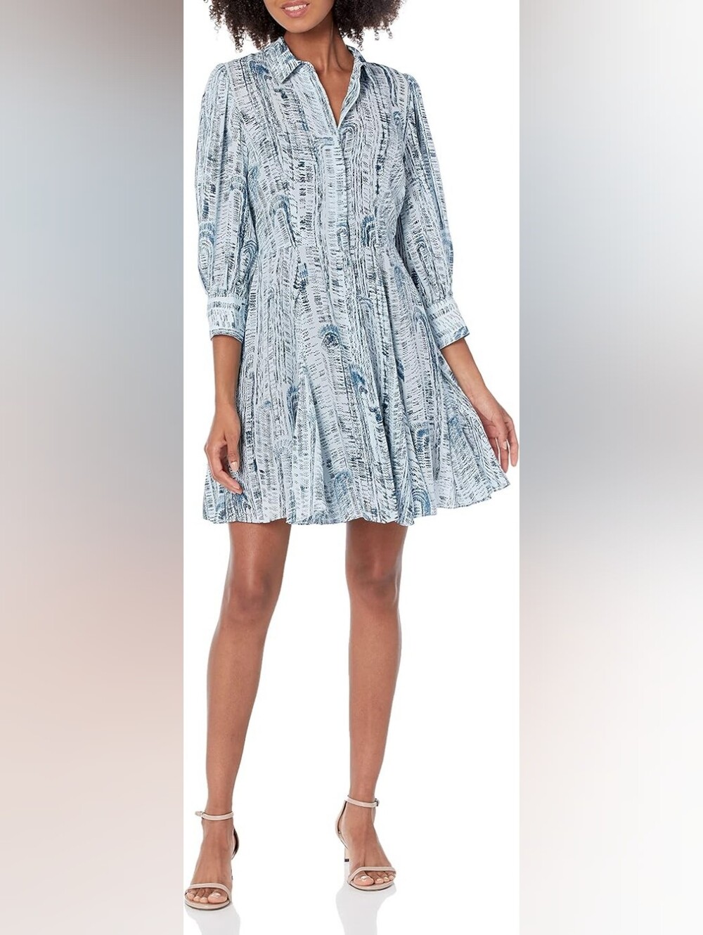 Theory Women's Blue Silk 3/4 Sleeve Volume Mini Shirt Dress Women's Size 2 NWT